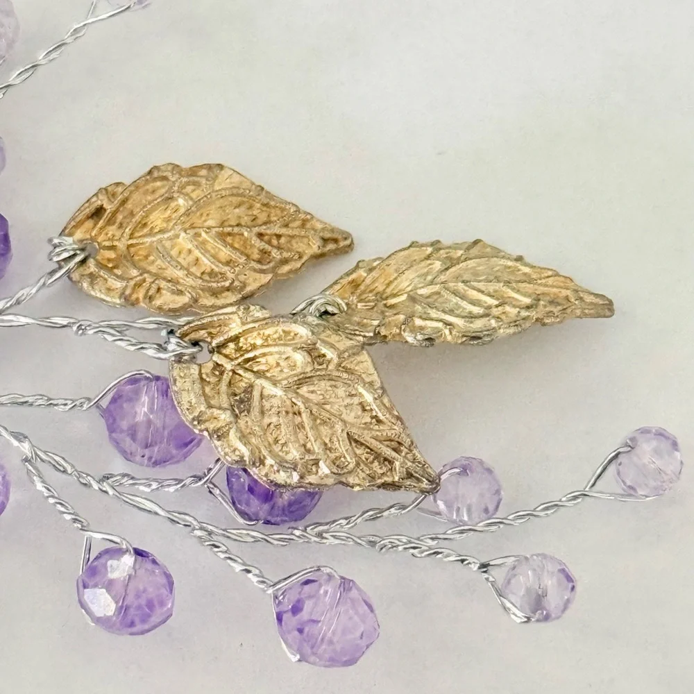 Purple Beaded Hair Clip
